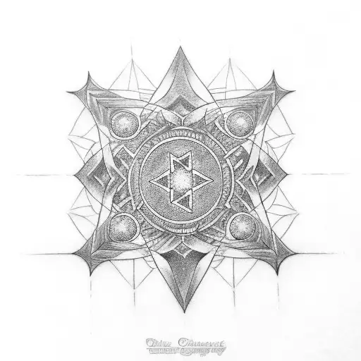 David star, Christian cross, Maltese cross, blue rose, writing: Judges 6v12 tattoo design idea