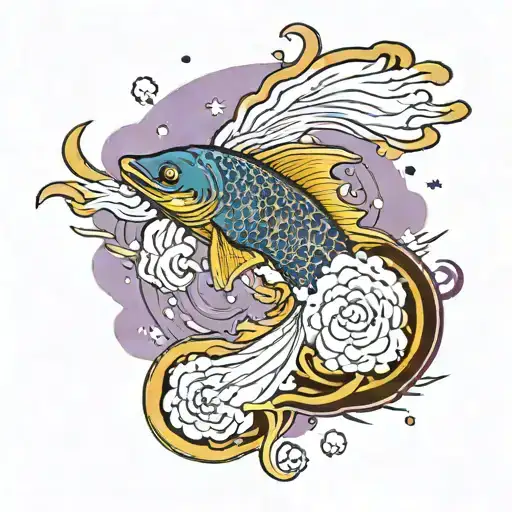 blue and purple comet falling tattoo design idea