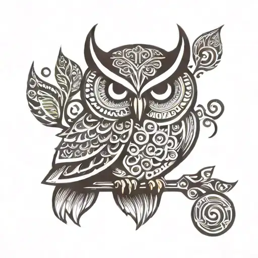 Maori style owl symbol of wisdom tattoo design idea
