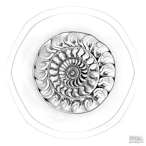 ammonite with golden ratio tattoo design idea