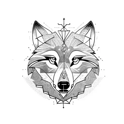 wolf on cross tattoo design idea
