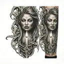 double ended candle burning woman tattoo design idea