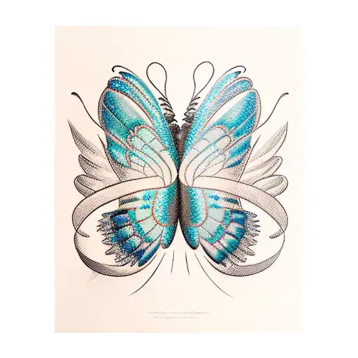 Butterfly wings forming the silhouette of a native American woman tattoo design idea