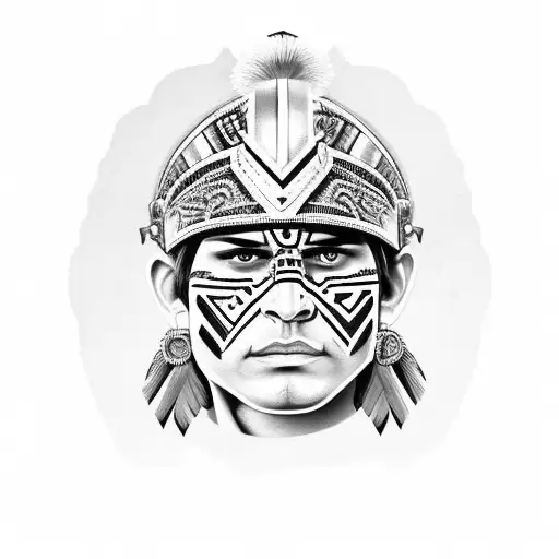Aztec Warrior + United states Soldier  tattoo design idea