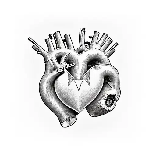 a heart which vein make latter M in middle  tattoo design idea