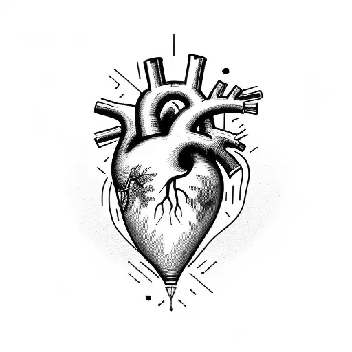 a heart which vein make latter M in middle  tattoo design idea