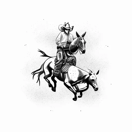 cowboy riding a bucking bronco  tattoo design idea