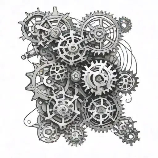 machine, cogs, tattoo design idea