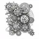 machine, cogs, tattoo design idea
