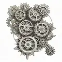 machine, cogs, tattoo design idea