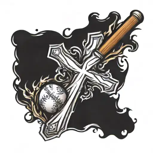 baseball and cross tattoo tattoo design idea