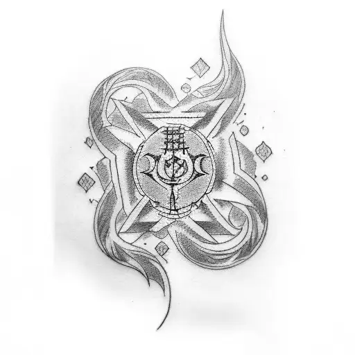 Design a tattoo inspired by the Phantom Troupe symbol with a dotwork technique tattoo design idea