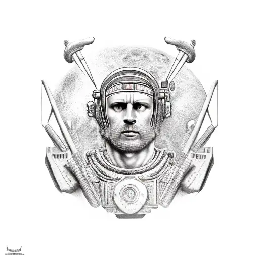 ancient roman astronaut tattoo design idea