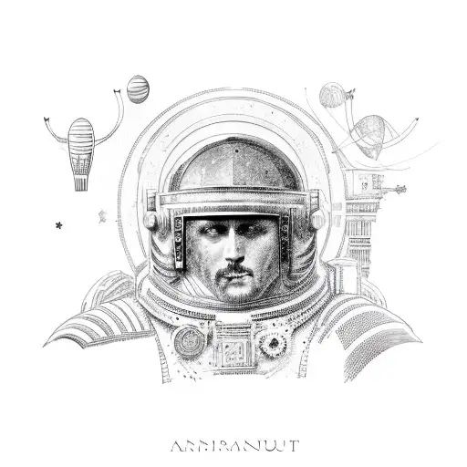 ancient roman astronaut full body tattoo design idea