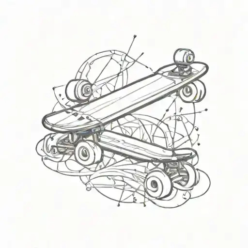 broken skateboard tattoo design idea