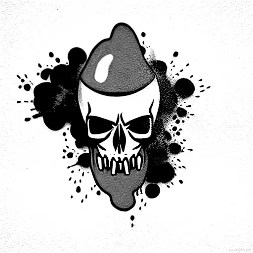 open mouth skull with green smoke coming out of its mouth in the shape of another skull  tattoo design idea