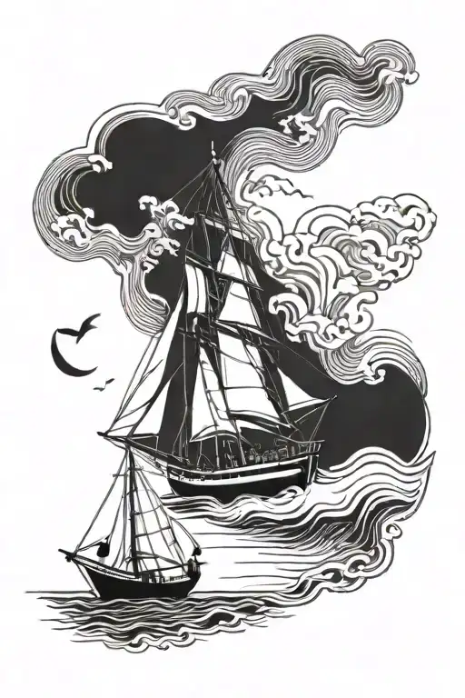 sail boat sailing towards tattoo design idea