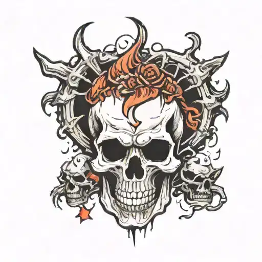 evil screaming goth skull graveyard  tattoo design idea