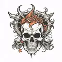 evil screaming goth skull graveyard  tattoo design idea
