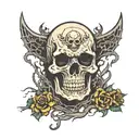 evil screaming goth skull graveyard  tattoo design idea