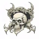 evil screaming goth skull graveyard  tattoo design idea