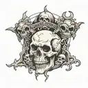 evil screaming goth skull graveyard  tattoo design idea