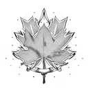 union flag with a maple leaf and robin tattoo design idea