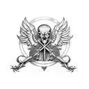 two headed Eagle holding skull tattoo design idea