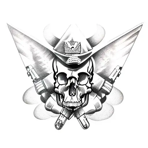 military themed skull with fighter plane tattoo design idea
