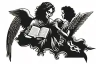 angels with clouds and bible verses tattoo design idea