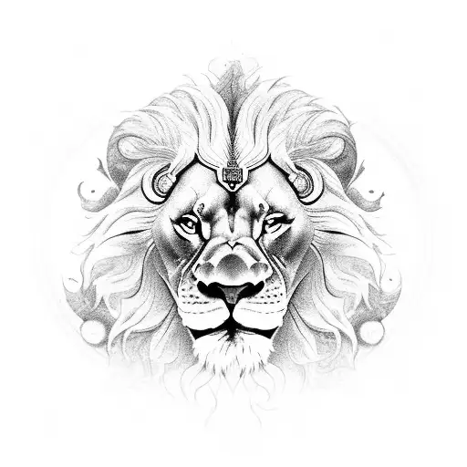 Hanuman Ji small intergated with Lion  tattoo design idea