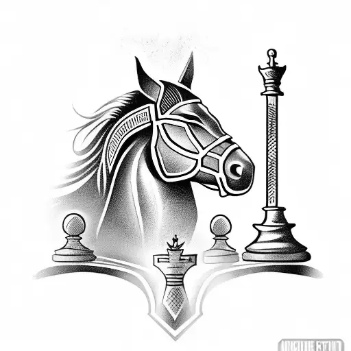 Tribal Chess Piece Knight Horse Tattoo Idea  BlackInk AI