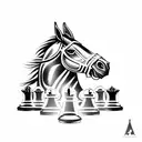 chess piece  knight horse tattoo design idea