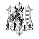 chess piece  knight horse tattoo design idea