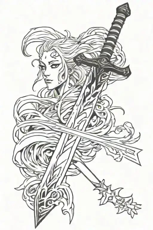 Unohana bleach sword tattoo design idea