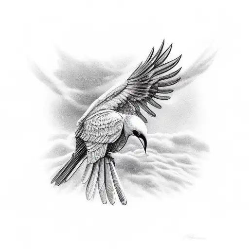 Bird of Hermes eating it's wings tattoo design idea