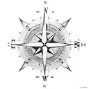 nautic compass with clock tattoo design idea