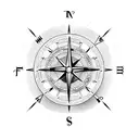 nautic compass with clock tattoo design idea