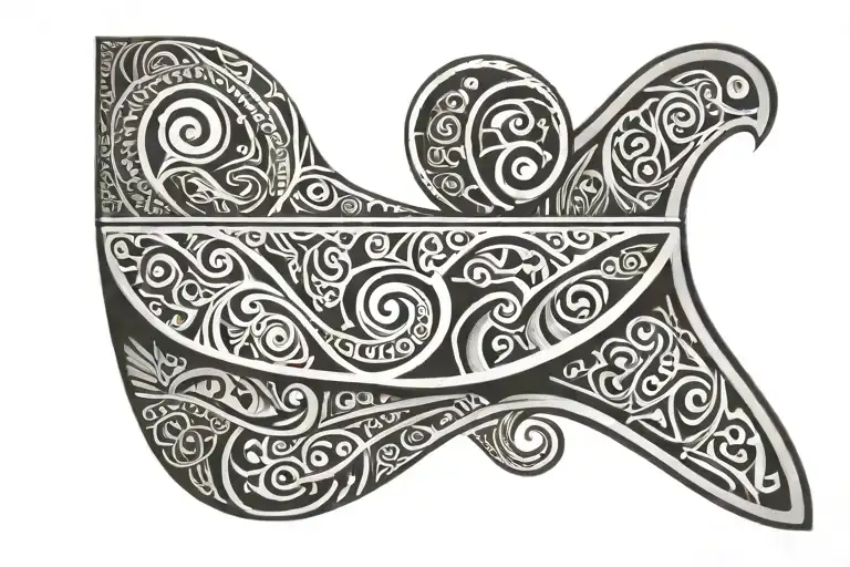 the side of a canoe with Māori designs tattoo design idea