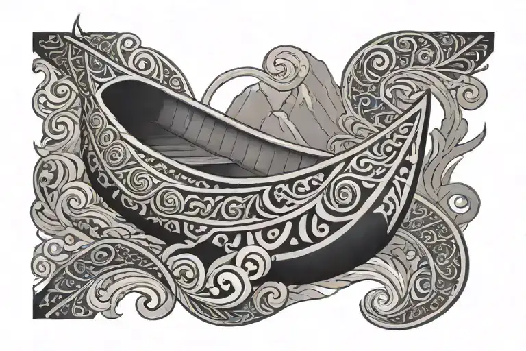a Māori style canoe tattoo design idea