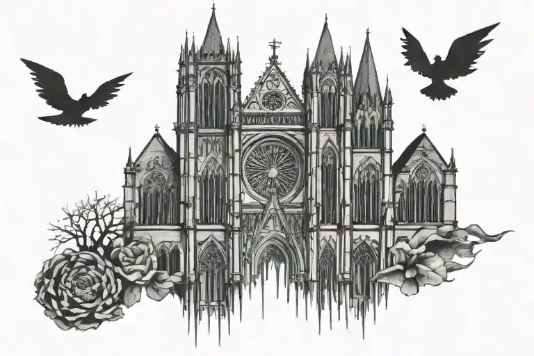 gothic cathedral tattoo design idea