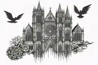 gothic cathedral tattoo design idea