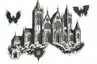 gothic cathedral tattoo design idea