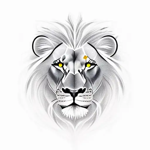 lady face with lion head tattoo design idea