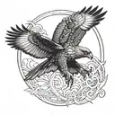 Flying hawk tattoo design idea