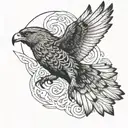Flying hawk tattoo design idea