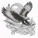 Flying hawk tattoo design idea
