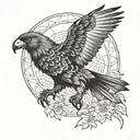 Flying hawk tattoo design idea