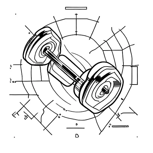 Dumbbell with a scientific formula incorporated into the design tattoo design idea