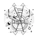 Astronomical symbols forming the shape of a barbell tattoo design idea